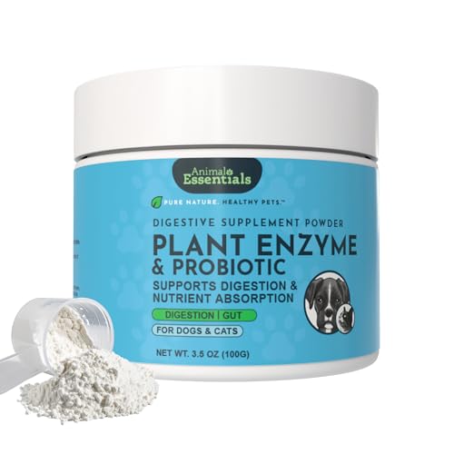 Animal Essentials Plant Enzyme & Probiotics for Dogs & Cats - Digestive Enzymes for Dogs, Probiotic Powder, Digestive Supplement, No Preservatives, Veterinarian Recommended - 3.5 Oz - Image 1