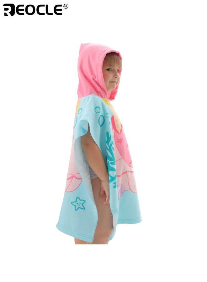 REOCLE Kid's Hooded Beach Towel with Cartoon Design and Soft Absorbent Fabric Toddler Pool Towel Wrap with Hood for Swimming Bath Use - Image 3