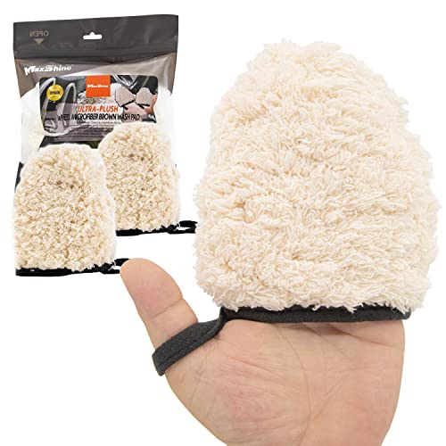 Maxshine Universal 2-Pack Professional Microfiber Wash Mitts – Finger Wheel Mitt & Dusting Mitt – Ideal for Small Area Detailing & Car Washing – Auto Detailing Accessories - Image 1