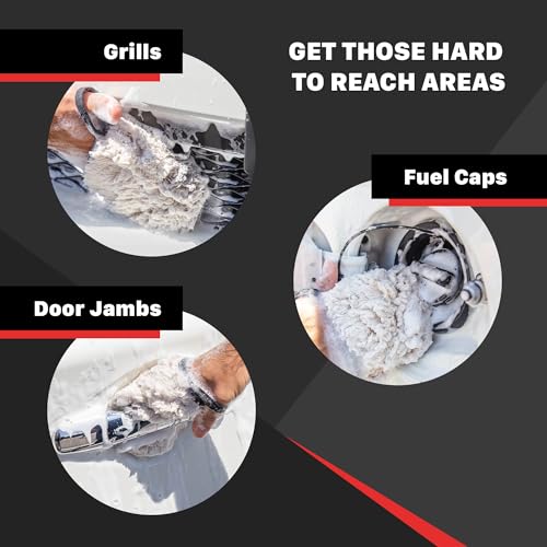 Maxshine Universal 2-Pack Professional Microfiber Wash Mitts – Finger Wheel Mitt & Dusting Mitt – Ideal for Small Area Detailing & Car Washing – Auto Detailing Accessories - Image 2