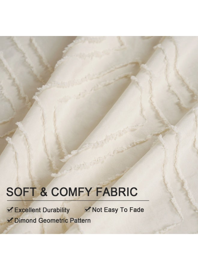 PHF 3 Piece King Tufted Jacquard Duvet Cover Set, Textured Stripe Washed Microfiber Boho Bedding Collection, Set includes Duvet Cover (230 cm x 230 cm)  + 2x Pillow Shams ( 50 cm x 90 cm), Beige - Image 5