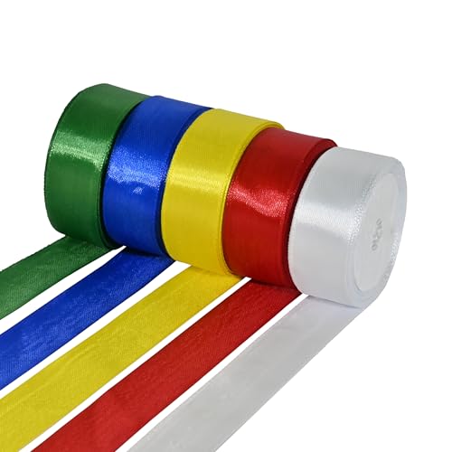 AMAROBA Satin Ribbon for Decoration, Gift Wrapping, for School Project Works, Opening Ribbon, Invitation Card, Birthday Parties, and Multi Purpose USE (1 INCH (10MTR X 5 PC), Multi) Colour May Vary - Image 2