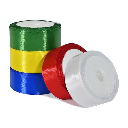 AMAROBA Satin Ribbon for Decoration, Gift Wrapping, for School Project Works, Opening Ribbon, Invitation Card, Birthday Parties, and Multi Purpose USE (1 INCH (10MTR X 5 PC), Multi) Colour May Vary - Image 3