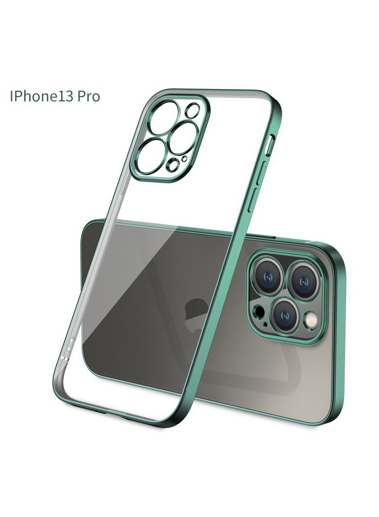 Lommyka Electroplating Shockproof Iphone13 Pro Mobile Phone Case Transparent Electroplating Wraps The Edges Green