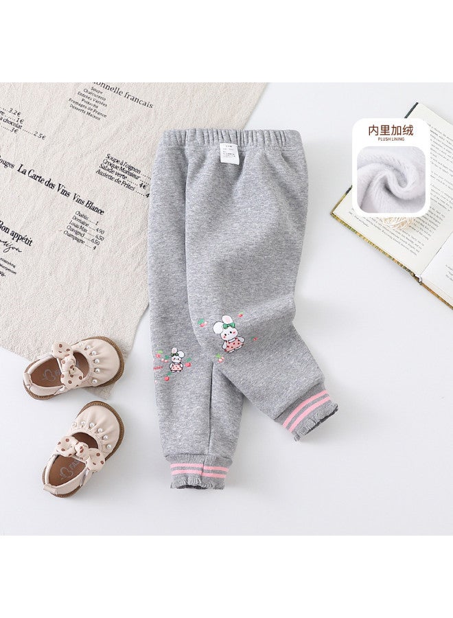 Girls' Winter Fleece-lined Warm Base Pants Toddler Comfortable Slim-fit Long Pants - Image 2