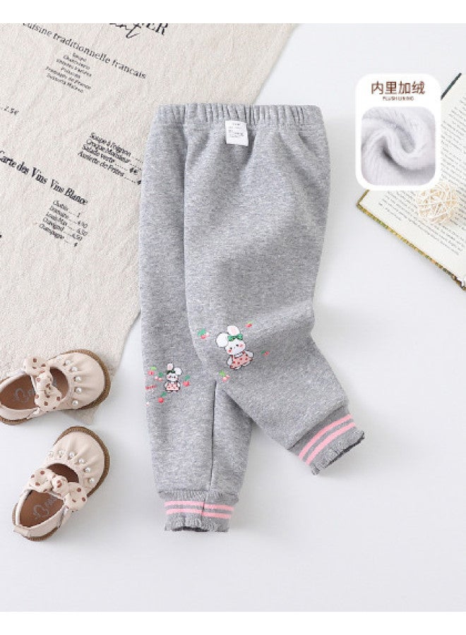 Girls' Winter Fleece-lined Warm Base Pants Toddler Comfortable Slim-fit Long Pants - Image 1