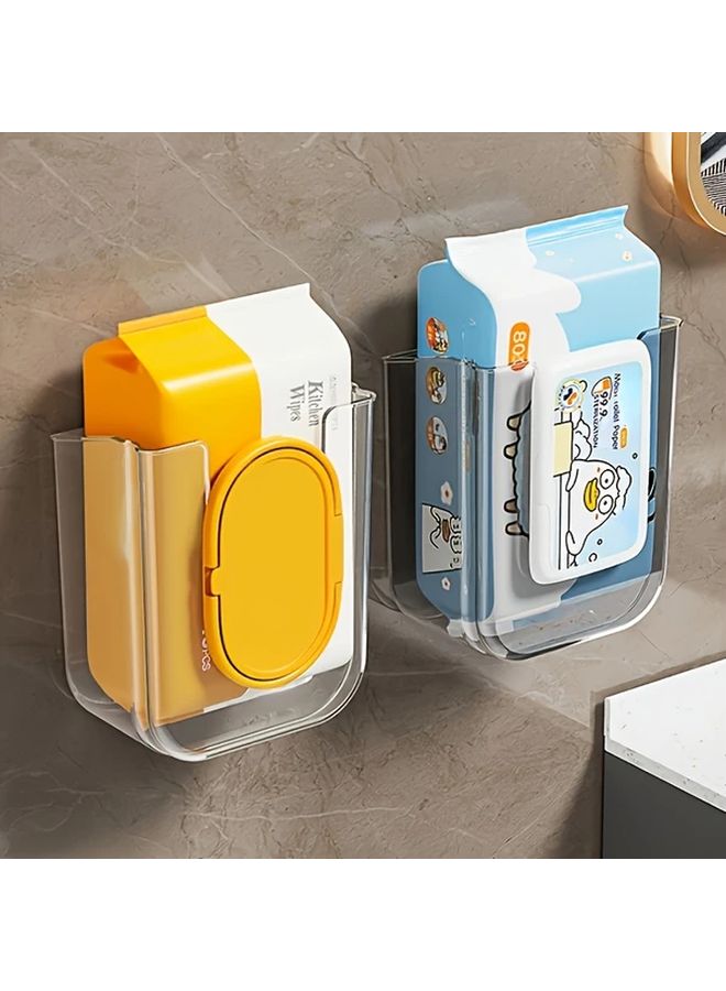Transparent White No Drill Adhesive Wall Mounted Bathroom Tissue Storage Box - Image 2
