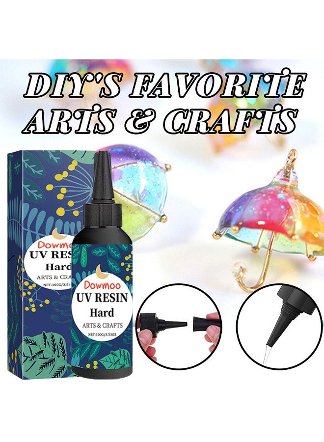  دومو راتنج الأشعة فوق البنفسجية الصلب ، 100 جرام واضح الكريستال الصلب علاج الأشعة فوق البنفسجية علاج راتنجات الايبوكسي لصنع المجوهرات DIY ، ديكور المنزل ، راتنج الشمس النشط للشمس الشفاف لصب الراتنج والصب والطلاء (100 جرام) - Image 1