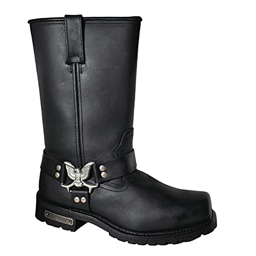 RIDETECS 13 Eagle Emblem Harness Knee High Riding Boots for Men Heavy Duty Side Zipper Breathable Motorcycle Shoes - Image 1