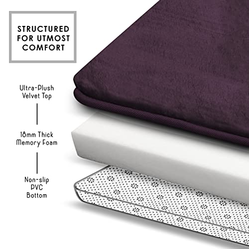 Clara Clark 3 Piece Bathroom Rugs Bath Mat Set, Velvet Memory Foam Bath Mats for Bathroom - Non-Slip, PVC Backing Bath Rugs, Washable - Dries Quickly, Purple - Image 5