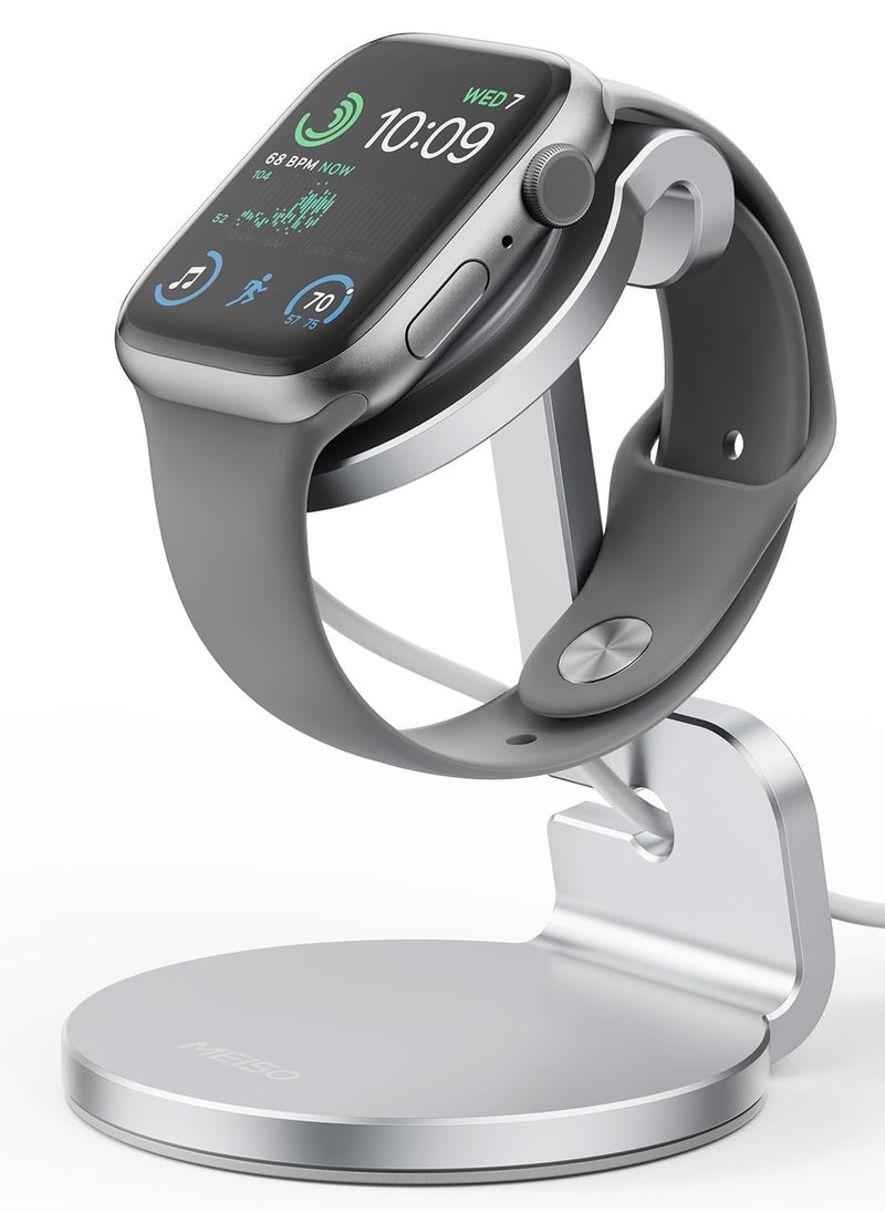 Y&D - Apple Watch Stand - Future-Proof Charging Dock for All iWatch Series | Sturdy Holder with Cable Management Compatible 8, 7, 6, 5, 4, 3, 2, 1 (Silver) - Image 1