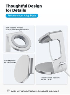 Y&D Apple Watch Stand - Future-Proof Charging Dock for All iWatch Series | Sturdy Holder with Cable Management Compatible 8, 7, 6, 5, 4, 3, 2, 1 (Silver)  - Image 3