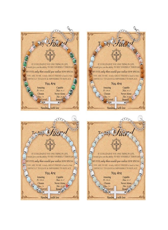 FIRAZIO 4PCS Cross Bracelet for Women - Christian Gifts Stocking Stuffers for Women Best Friend Bracelet Religious Confirmation Baptism Easter Birthday Christmas Gifts Jewelry - Image 1