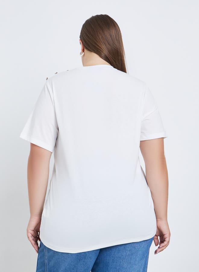 Styli Plus Size Shoulder Button T-Shirt - Image 4
