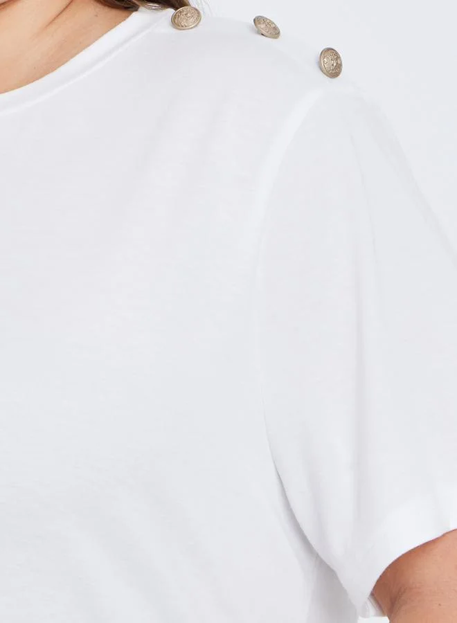 Styli Styli Plus Size Shoulder Button T-Shirt