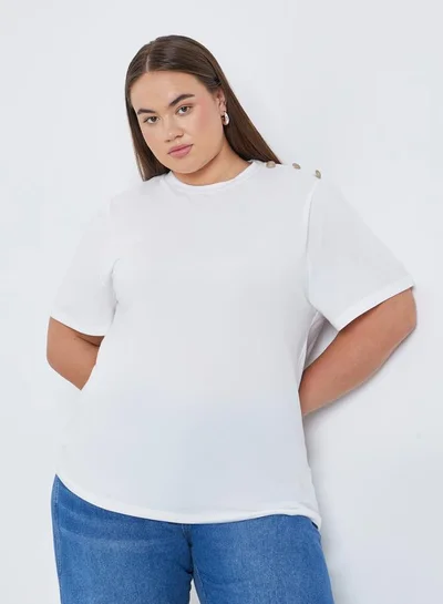 Styli Styli Plus Size Shoulder Button T-Shirt