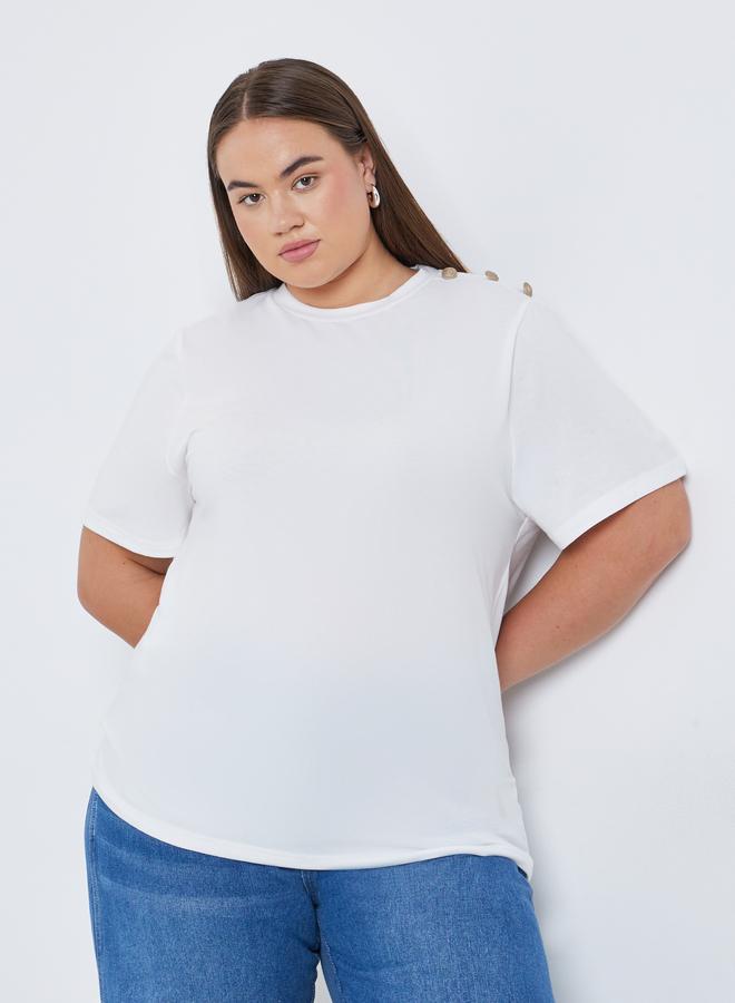 Styli Plus Size Shoulder Button T-Shirt - Image 1