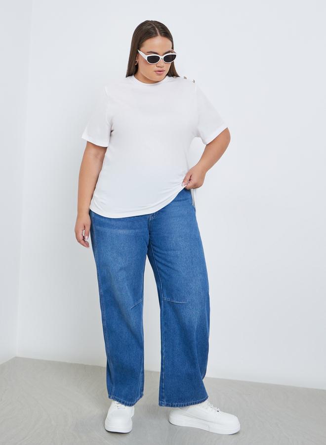Styli Plus Size Shoulder Button T-Shirt - Image 2