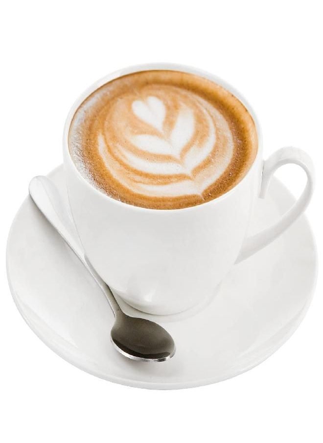 Foraineam Foraineam Espresso Cups with Saucers and Spoons, 6 oz White Tea Cup Set, Porcelain Coffee Cup and Saucer Set with Stainless Steel Spoon for Specialty Coffee Drinks, Latte, Cafe Mocha and Tea, Set of 6  - Image 3