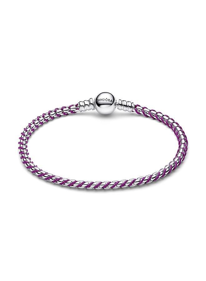 PANDORA Purple Cord Box Chain Bracelet - Image 3