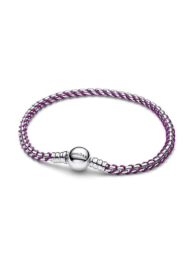 PANDORA Purple Cord Box Chain Bracelet - Image 1