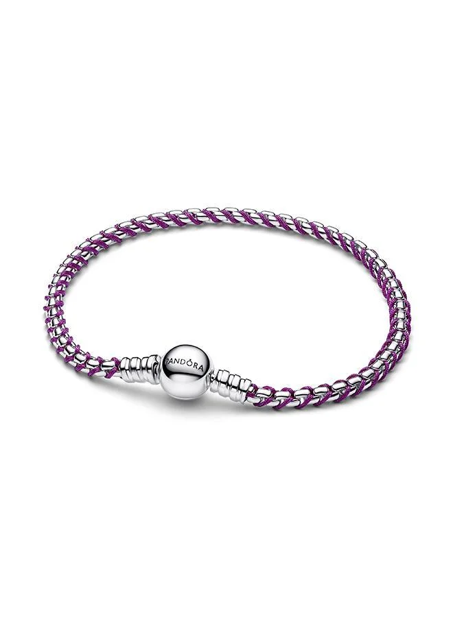 Pandora Purple Cord Box Chain Bracelet