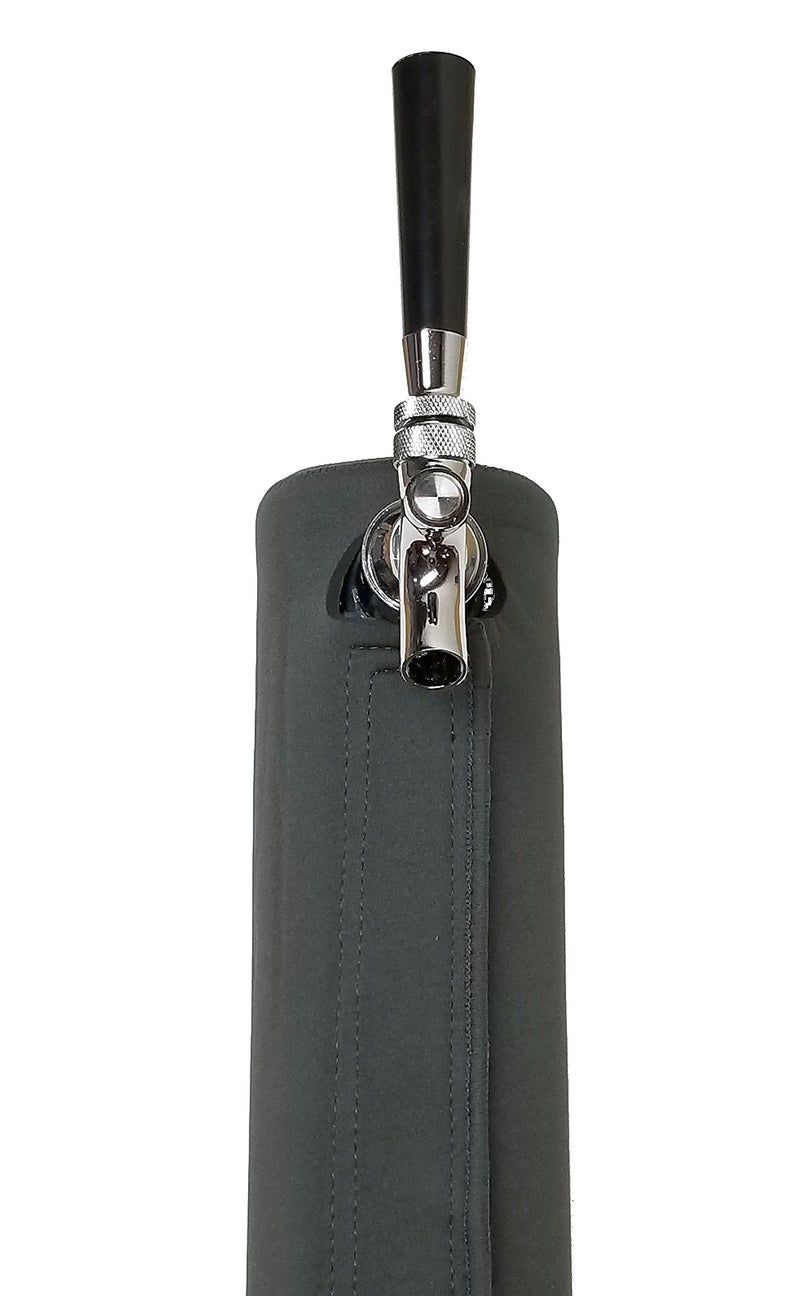 Beergon Beer Tower Cooler Insulator  ExtraThick 4 mm Neoprene Cover Dark Grey For SingleTap Beer Tower  ExtraWide 12 HookLoop Fastener  Fits Towers 3 Wide 125 High  BEERGON 1TAP