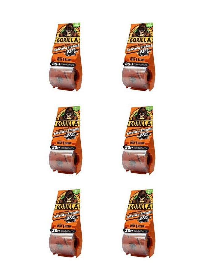 Gorilla Packing Tape Tough & Wide With Dispenser For Moving Shipping And Storage 2.83 X 35 Yd Clear (Pack Of 6)  - Image 1