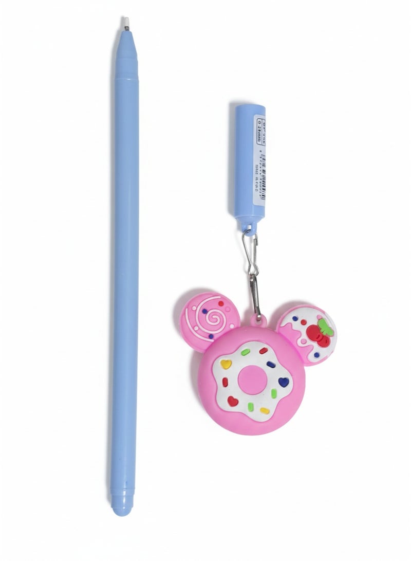 Genaric Kids' Fancy Playtime Gel Pens 03 Pcs -  with Detachable Silicon Figures & Pom-Pom Bunny Charms - Image 3