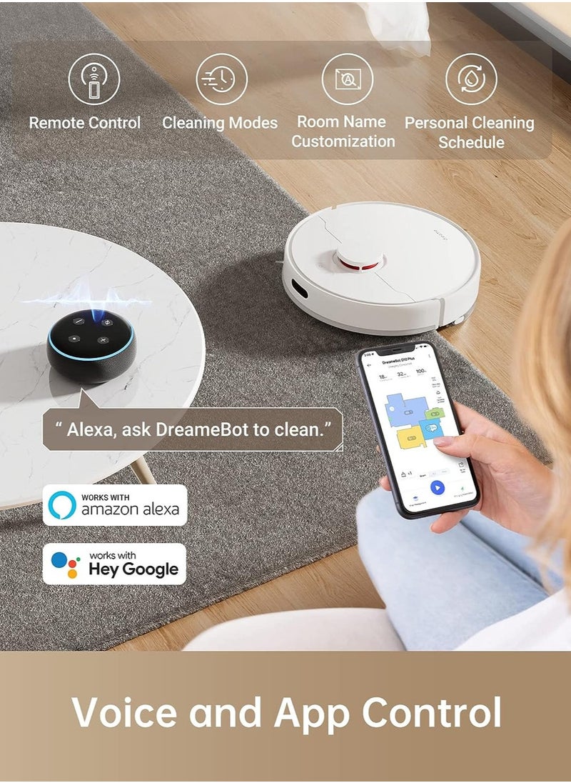 Dreame - Dreametech D10 Plus Robot Vacuum and Mop with Self-Emptying Base for 45 Days of Cleaning, Robotic Vacuum with 4000 Pa Suction and LIDAR Navigation, Compatible with Alexa, Wi-Fi Connected - Image 1