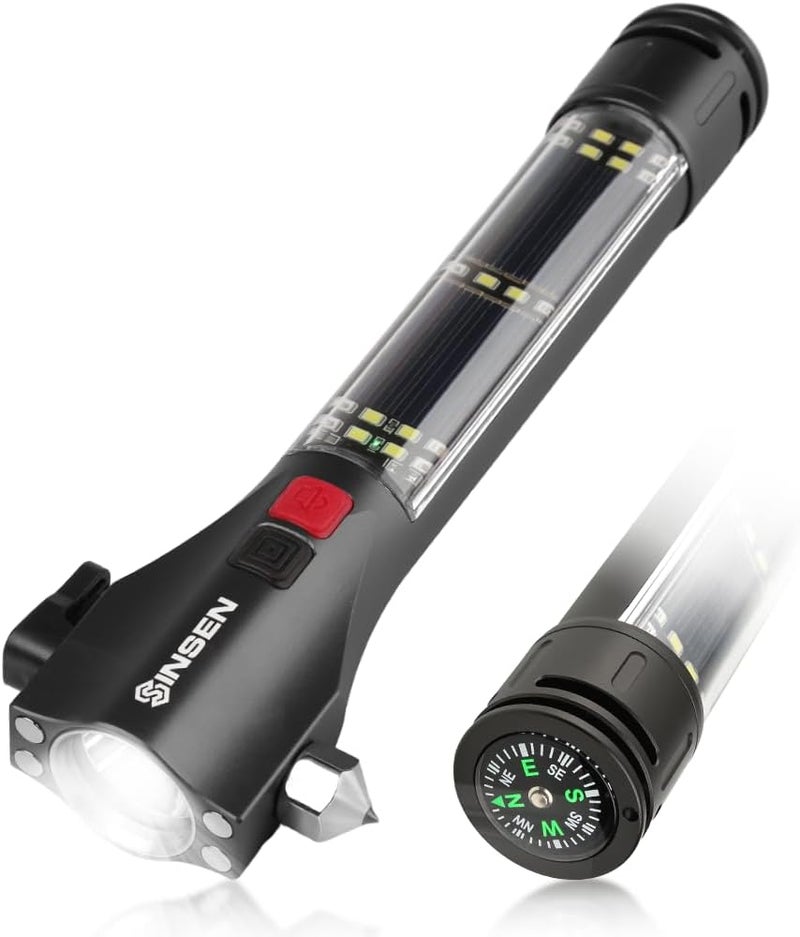 SINSEN Emergency Escape Tool with Compass and Multi Tactical Safety Hammer - Image 1