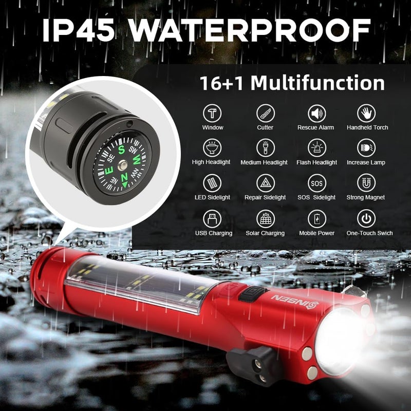 SINSEN Emergency Escape Tool with Compass and Multi Tactical Safety Hammer - Image 2