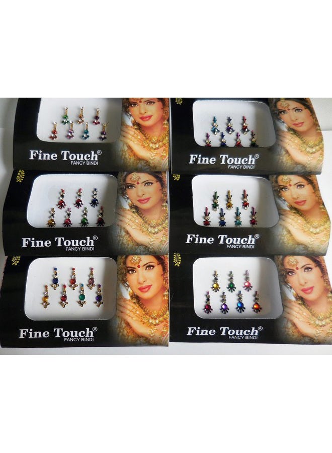 Fine Touch 8 Pack - 56 Silver, Golden,Black,Multicolored Face Jewels crystal - Image 4