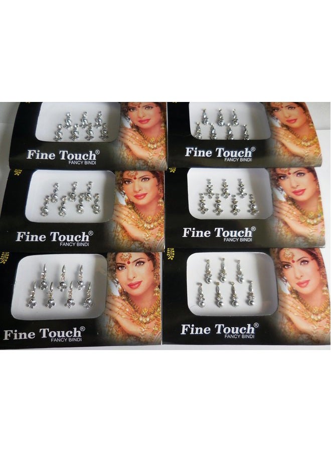 Fine Touch 8 Pack - 56 Silver, Golden,Black,Multicolored Face Jewels crystal - Image 3