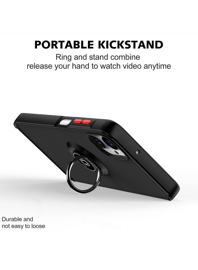 Case for Samsung Galaxy A06 Rotational Metal Ring Kickstand Cover Anti Fingerprint Scratch Resistance Shockproof Matte Finish Hard Back Case Magnetic Car Mount Cover for Samsung Galaxy A06 - Image 3