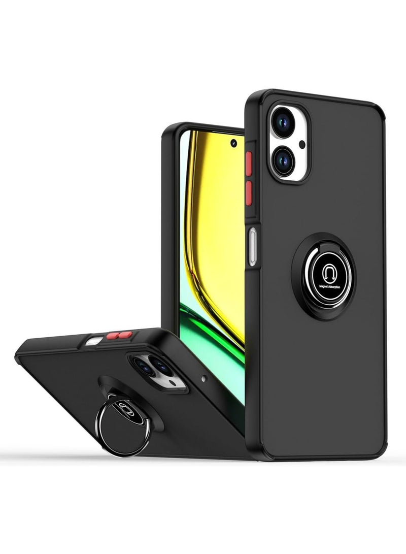 Case for Samsung Galaxy A06 Rotational Metal Ring Kickstand Cover Anti Fingerprint Scratch Resistance Shockproof Matte Finish Hard Back Case Magnetic Car Mount Cover for Samsung Galaxy A06 - Image 4