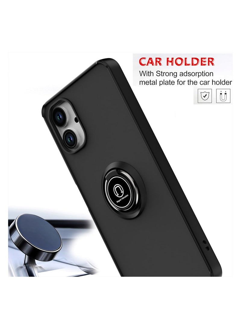 Case for Samsung Galaxy A06 Rotational Metal Ring Kickstand Cover Anti Fingerprint Scratch Resistance Shockproof Matte Finish Hard Back Case Magnetic Car Mount Cover for Samsung Galaxy A06 - Image 5