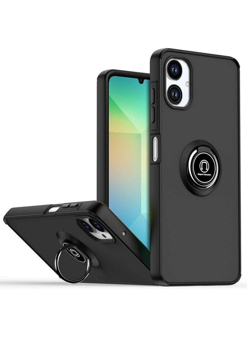 Case for Samsung Galaxy A06 Rotational Metal Ring Kickstand Cover Anti Fingerprint Scratch Resistance Shockproof Matte Finish Hard Back Case Magnetic Car Mount Cover for Samsung Galaxy A06 - Image 2