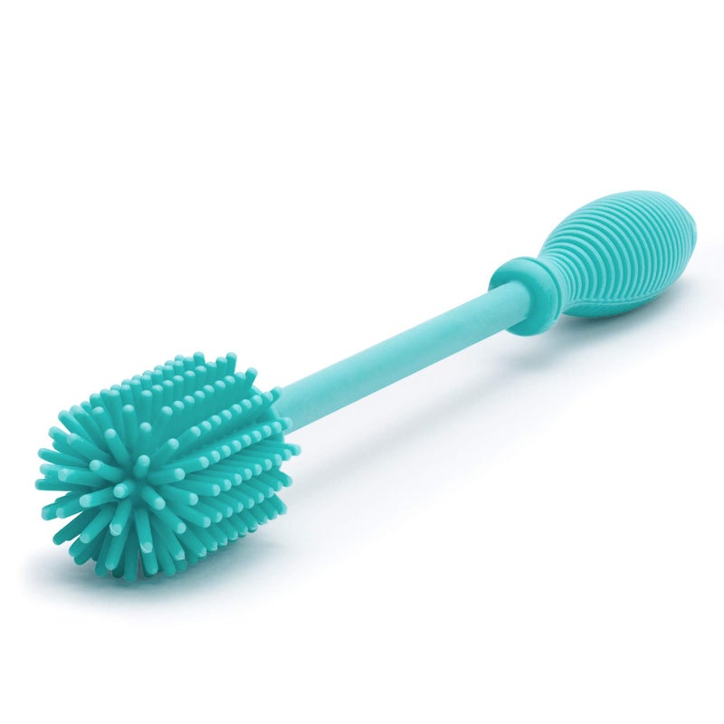 Chicco 9.5” Silicone Bottle Brush with Food-Grade Silicone Bristles | Dishwasher & Sterilizer Safe | Non-Slip, Comfort Grip Handle | Hangs for Drying & Storage | Teal - Image 1