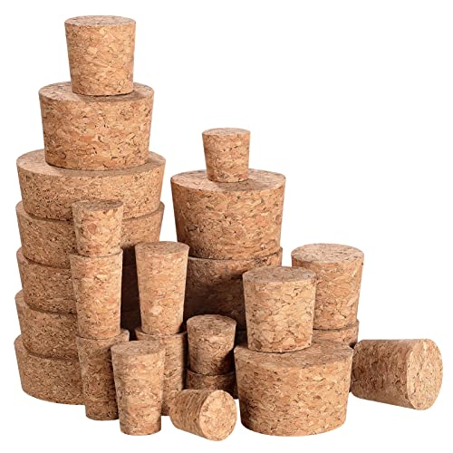 ARTIBETTER 1 Set of 25 Pcs Cork Stoppers Bottle Cork Stoppers Wooden Tapered Plugs Replacement Assorted Size s (5 Sizes) - Image 1