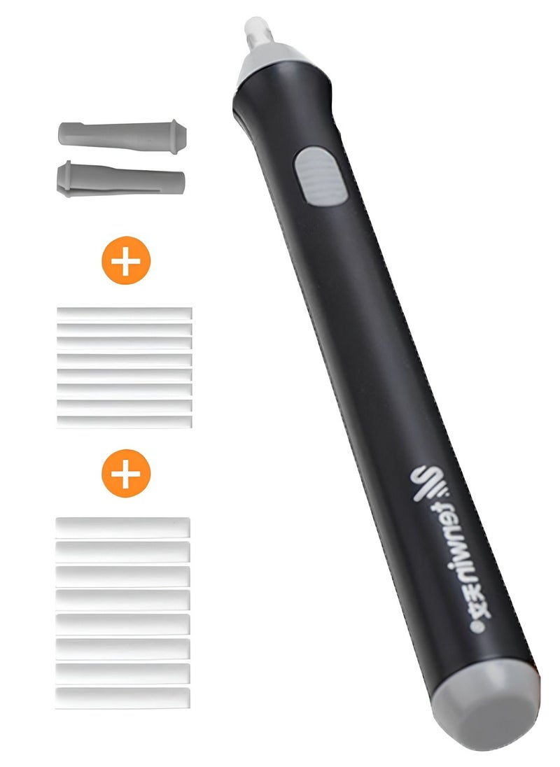 tenwin - black Electric Eraser Battery Operated Eraser Kit with 22pcs Additional Replaceable Rubbers for Artists Automatic Portable Pencil Eraser for Sketching Pencils Drafting Drawing Graphite Pencils - Image 1
