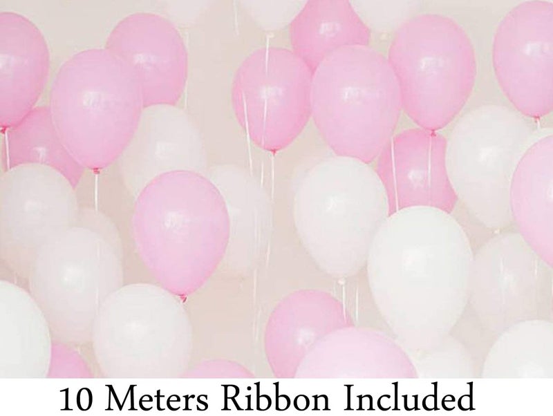 AMFIN® (Pack of 25) 10 inch Metallic Balloons Pink and White for Birthday Decoration, Decoration for Weddings, Engagement, Baby Shower, Anniversary Party, Theme - Pink & White - Image 2