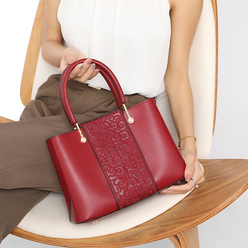 Embroidered Bag Style Elegant And Fashionable Wedding Ladies' Bag Gift For Mom Large Capacity Tote Bag Chinese Style Red - Image 2