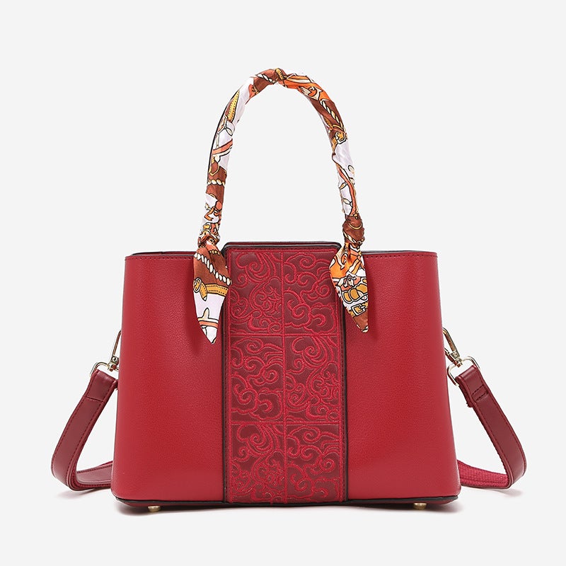 Embroidered Bag Style Elegant And Fashionable Wedding Ladies' Bag Gift For Mom Large Capacity Tote Bag Chinese Style Red - Image 1