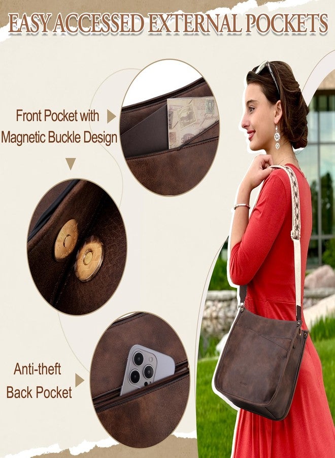 VX VONXURY Crossboday Bag for Women, Trendy Vegan Leather Shoulder Bag, Fashion Bucket Bag Lady Hobo Handbag with 2PCS Adjustable Straps,Coffee - Image 4