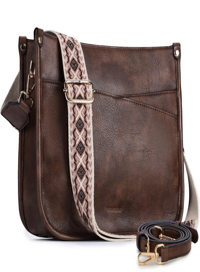 VX VONXURY Crossboday Bag for Women, Trendy Vegan Leather Shoulder Bag, Fashion Bucket Bag Lady Hobo Handbag with 2PCS Adjustable Straps,Coffee - Image 1