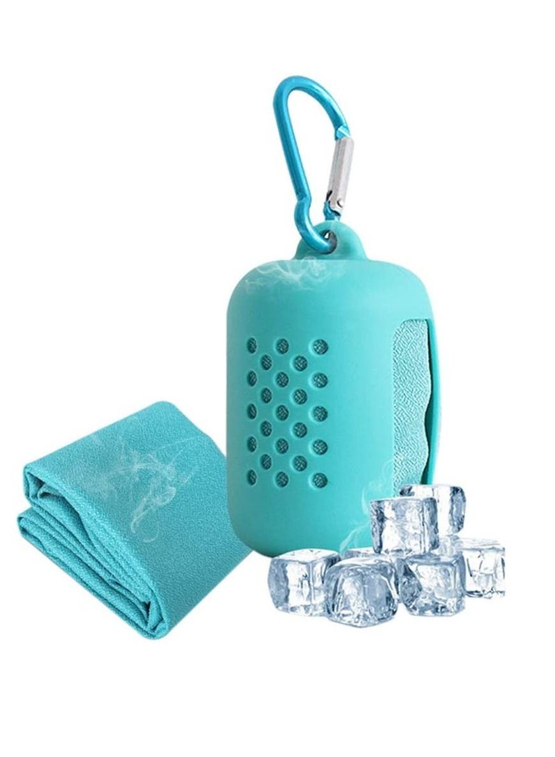Quick Dry Cooling Towel and Cool Towel Compact Gym Outdoor Travel Towel Microfiber Workout Towel with Convenient Silicone Storage Bag - Image 1