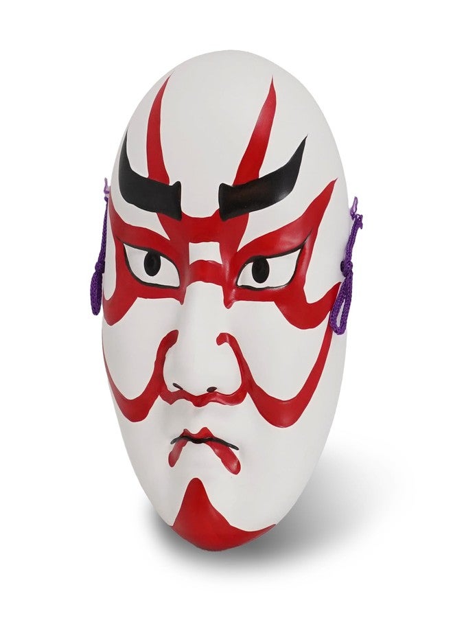 COTONOHA Kumatori Mask Traditional Japanese Ceramic 7.1 Inches - Hand-Painted Red and Black Hanging Decor for Home or Office - Image 1