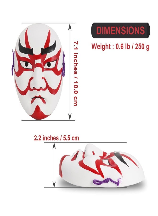 COTONOHA Kumatori Mask Traditional Japanese Ceramic 7.1 Inches - Hand-Painted Red and Black Hanging Decor for Home or Office - Image 4