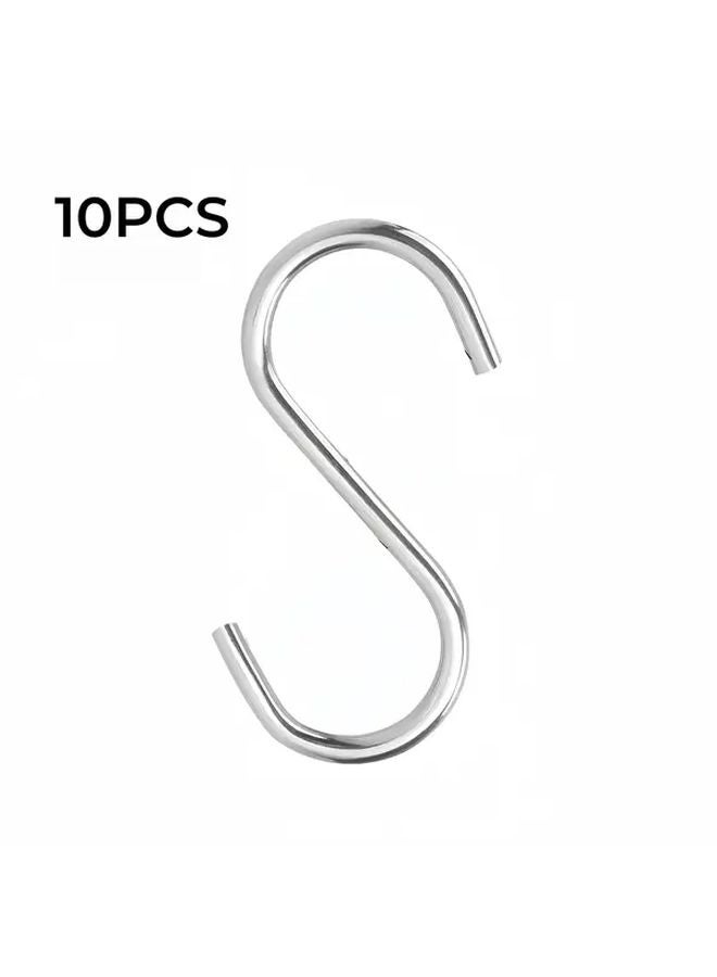 10 Pack S Shaped Hooks Stainless Steel Hanging Hooks for Kitchen Bathroom Office - Image 1